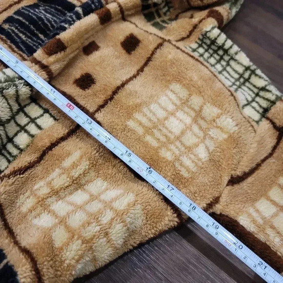 Boys Small S Hooded Plush Fleece Robe Tan Brown Soft Warm - Picture 5 of 8